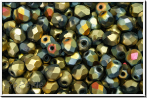B�hm. Glasschliffperle, feuerpol., 4mm, crystal, trans., california sun, matte, 50 Stk.