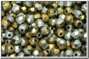 B�hm. Glasschliffperle, feuerpol., 4mm, crystal, trans., california silver, matte, 50 Stk.