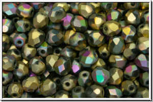 B�hm. Glasschliffperle, feuerpol., 4mm, crystal, trans., california green, matte, 50 Stk.