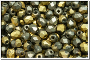B�hm. Glasschliffperle, feuerpol., 4mm, crystal, trans., california graphite, matte, 50 Stk.