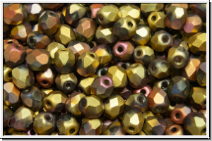 B�hm. Glasschliffperle, feuerpol., 4mm, crystal, trans., california pink, matte, 50 Stk.