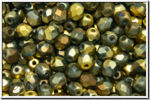 B�hm. Glasschliffperle, feuerpol., 4mm, crystal, trans., california nights, matte, 50 Stk.