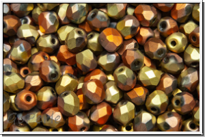 B�hm. Glasschliffperle, feuerpol., 4mm, crystal, trans., california gold rush, matte, 50 Stk.