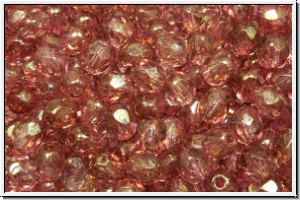 B�hm. Glasschliffperle, feuerpol., 4mm, crystal, trans., rose gold luster, 50 Stk.