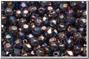 B�hm. Glasschliffperle, feuerpol., 4mm, crystal, trans., vega iris. luster, 50 Stk.