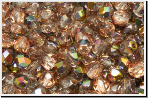 B�hm. Glasschliffperle, feuerpol., 4mm, crystal, trans., half rose gold, 50 Stk.