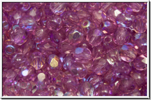B�hm. Glasschliffperle, feuerpol., 4mm, crystal, trans., amethyst luster, AB, 50 Stk.