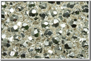 B�hm. Glasschliffperle, feuerpol., 4mm, crystal, trans., full sterling silver plated, 50 Stk.