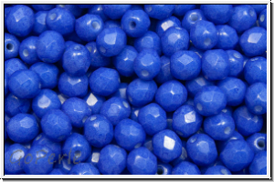 B�hm. Glasschliffperle, feuerpol., 4mm, white, op., blue coated, 50 Stk.
