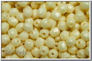 B�hm. Glasschliffperle, feuerpol., 4mm, white, op., yellow luster, 50 Stk.