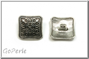 Knopf "Deko-Quadrat", 13mm, antiksilberfb., Zink, 1 Stk.