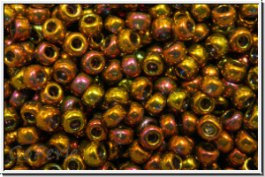 RR-11-2449, MIYUKI Rocailles, 11/0, tea berry, trans., gold iris. luster, 10g