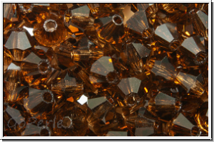 Preciosa� Bicone, 4mm, topaz, smoked, trans., 50 Stk.