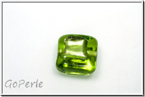 b�hm. Lampenperle, Silbereinzug, Quadrat mit Einlage, lime green, 1 Stk.