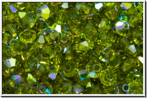 Preciosa� Bicone, 3mm, olivine, trans., AB, 50 Stk.