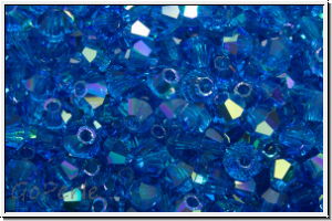 Preciosa� Bicone, 3mm, blue, capri, trans., AB, 50 Stk.