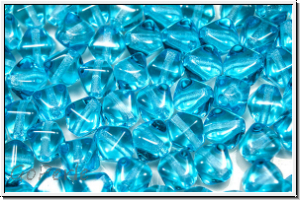 b�hm. Glasperle, Bicone, 6mm, aqua, med., trans., 30 Stk.