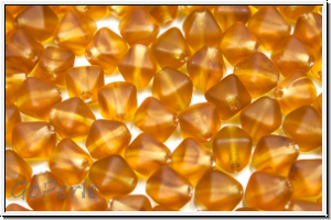 b�hm. Glasperle, Bicone, 6mm, topaz, trans., matte, 30 Stk.