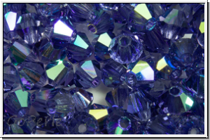 Preciosa� Bicone, 4mm, tanzanite, trans., AB, 50 Stk.