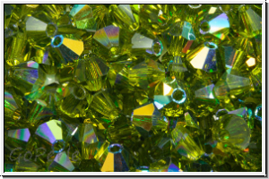 Preciosa� Bicone, 4mm, olivine, trans., AB, 50 Stk.