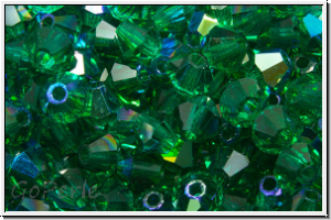 Preciosa� Bicone, 4mm, emerald, trans., AB, 50 Stk.