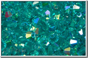 Preciosa� Bicone, 4mm, blue zircon, trans., AB, 50 Stk.