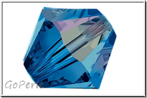 Preciosa� Bicone, 4mm, capri blue, trans., AB, 50 Stk.