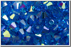 Preciosa� Bicone, 4mm, capri blue, trans., AB, 50 Stk.