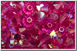 Preciosa� Bicone, 4mm, fuchsia, trans., AB, 50 Stk.