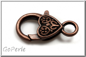 Karabiner "DoubleHeart", 26x13mm, antikkupferfb., Metall, 1 Stk.