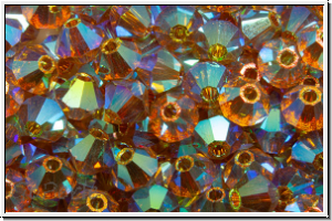 Preciosa� Bicone, 4mm, topaz, lt. color., trans., AB2x, 50 Stk.
