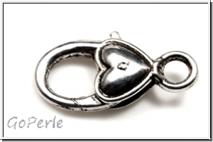 Karabiner "Heart", 27x13mm, silberfb., Tibetsilber, 1 Stk.