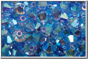 Preciosa� Bicone, 4mm, sapphire, lt., trans., AB2x, 50 Stk.