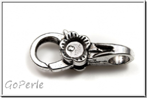 Karabiner "Blume", 25x11mm, silberfb., Messing, 1 Stk.