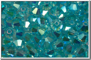 Preciosa� Bicone, 4mm, aqua bohemica, trans., AB2x, 50 Stk.