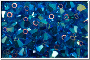 Preciosa� Bicone, 4mm, blue, capri, trans., AB2x, 50 Stk.