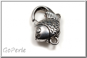 Karabiner "Happy Fish", 18x16mm, silberfb., Messing, 1 Stk.