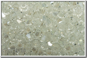 Preciosa� Bicone, 3mm, crystal, trans., argent flare, half, 50 Stk.