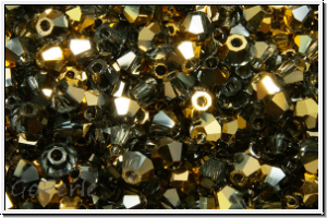 Preciosa� Bicone, 3mm, crystal, trans., aurum, half, 50 Stk.