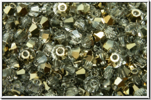 Preciosa� Bicone, 3mm, crystal, trans., starlight gold, half, 50 Stk.