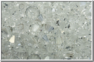 Preciosa� Bicone, 4mm, crystal, trans., argent flare, half, 50 Stk.