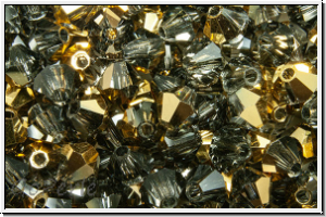 Preciosa� Bicone, 4mm, crystal, trans., aurum, half, 50 Stk.