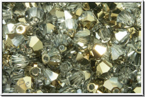 Preciosa� Bicone, 4mm, crystal, trans., starlight gold, half, 50 Stk.