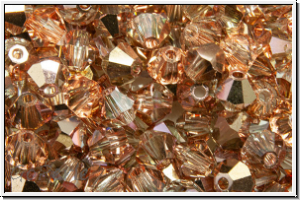 Preciosa� Bicone, 4mm, crystal, trans., capri gold, half, 50 Stk.
