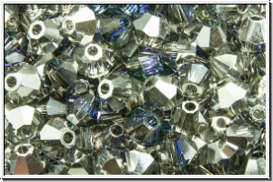 Preciosa� Bicone, 4mm, crystal, trans., heliotrope, half, 50 Stk.