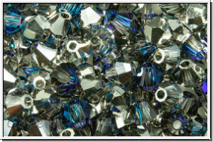 Preciosa� Bicone, 4mm, crystal, trans., blue, bermuda, half, 50 Stk.