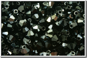 Preciosa� Bicone, 3mm, jet, op., half hematite, 50 Stk.