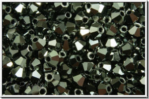 Preciosa� Bicone, 3mm, jet, op., full hematite, 50 Stk.