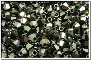 Preciosa� Bicone, 3mm, jet, op., full lt., hematite, 50 Stk.