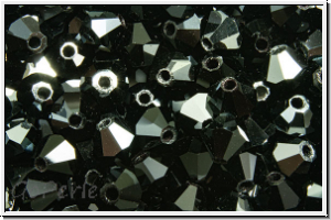 Preciosa� Bicone, 4mm, jet, op., half hematite, 50 Stk.
